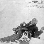 Miniconjou chief Bigfoot lies dead in the snow after massacre at Wounded Knee.
