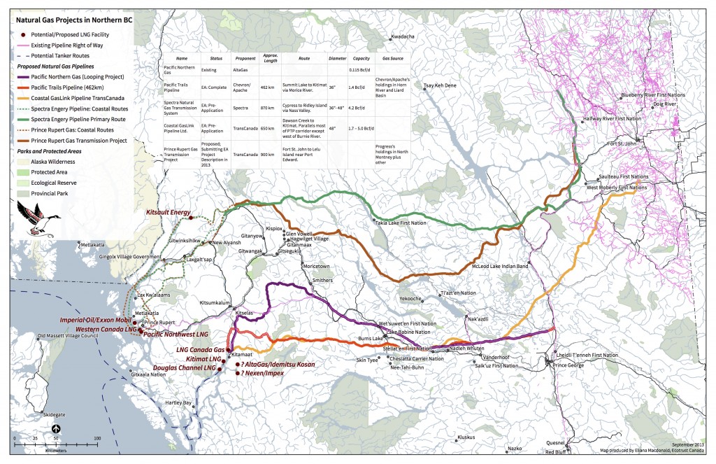 Natural gas pipeline projects for northern BC. Click to enlarge. 