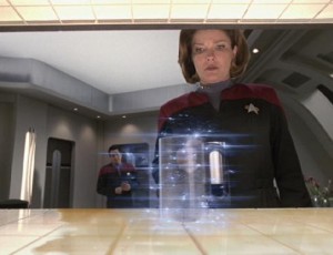 Captain Janeway has replicator reconstitute matter.